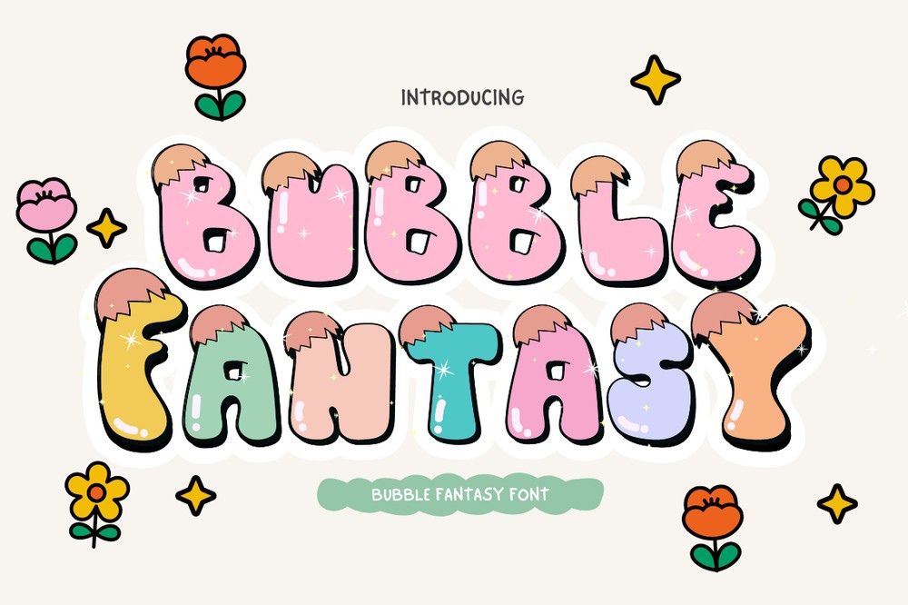 Przykład czcionki Bubble Fantasy