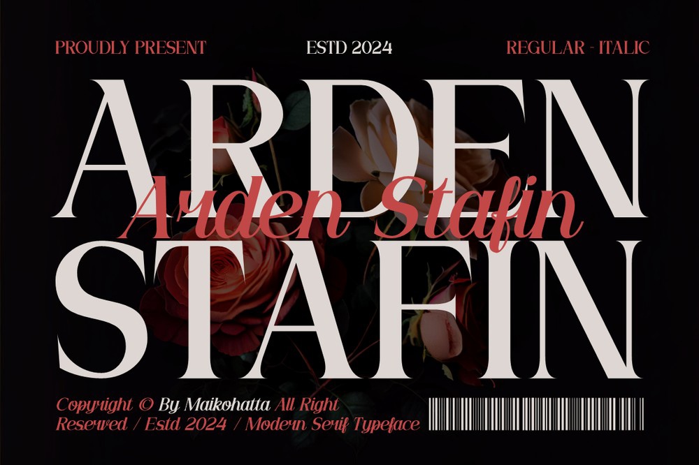 Przykład czcionki Arden Stafin Italic