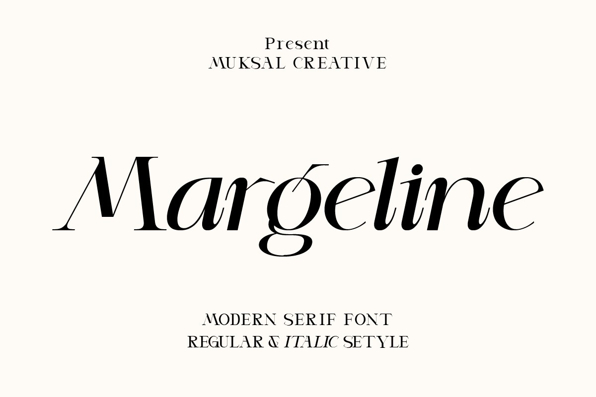 Przykład czcionki Margeline Italic