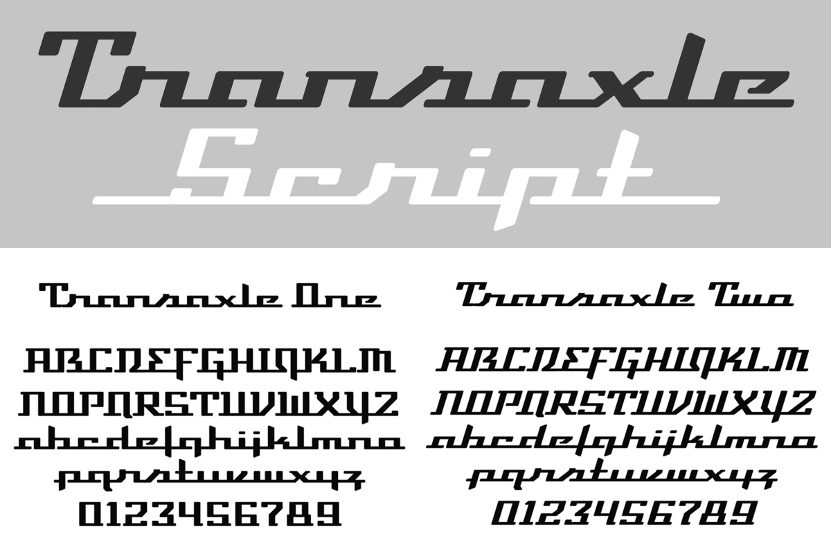 Przykład czcionki Transaxle Script