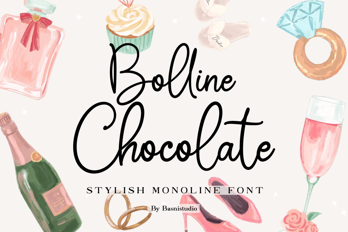 Przykład czcionki Bolline Chocolate