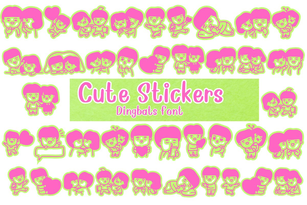 Przykład czcionki Cute Stickers