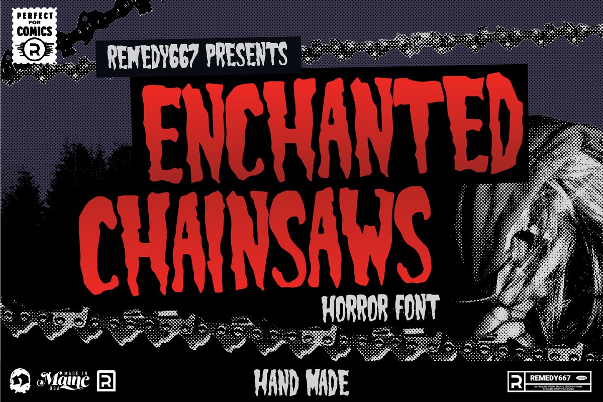 Przykład czcionki Enchanted Chainsaws