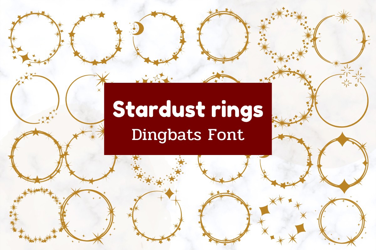 Przykład czcionki Stardust Rings