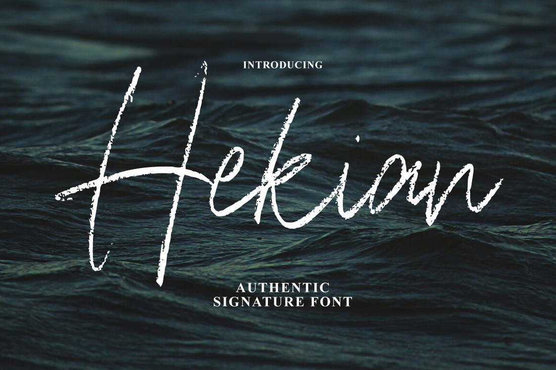 Przykład czcionki Hekian Signature Brush