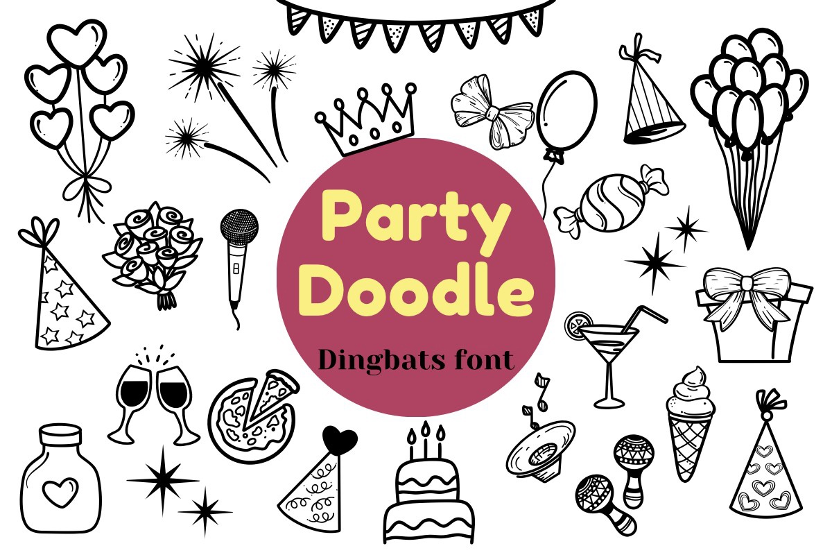 Przykład czcionki Party Doodl