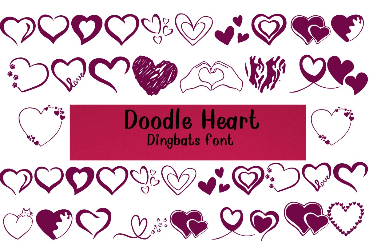 Przykład czcionki Doodle Heart