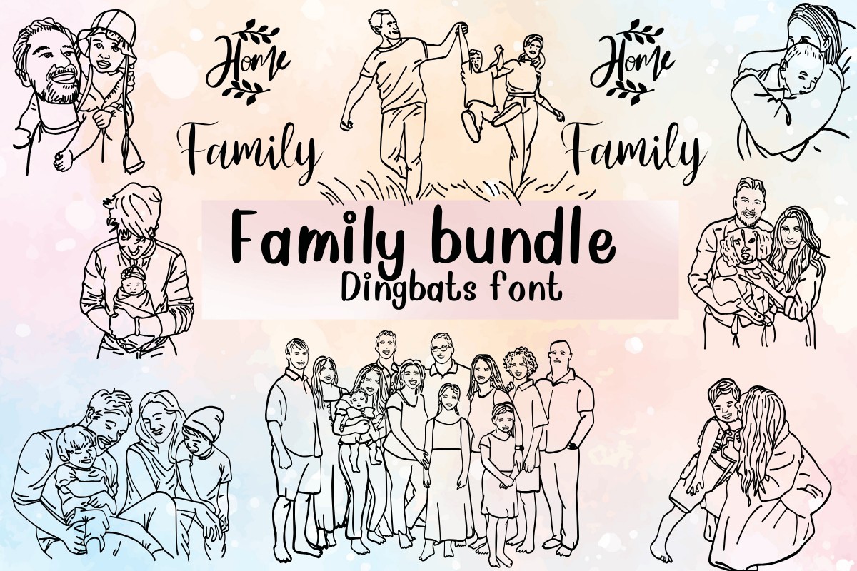 Przykład czcionki Family Bundle