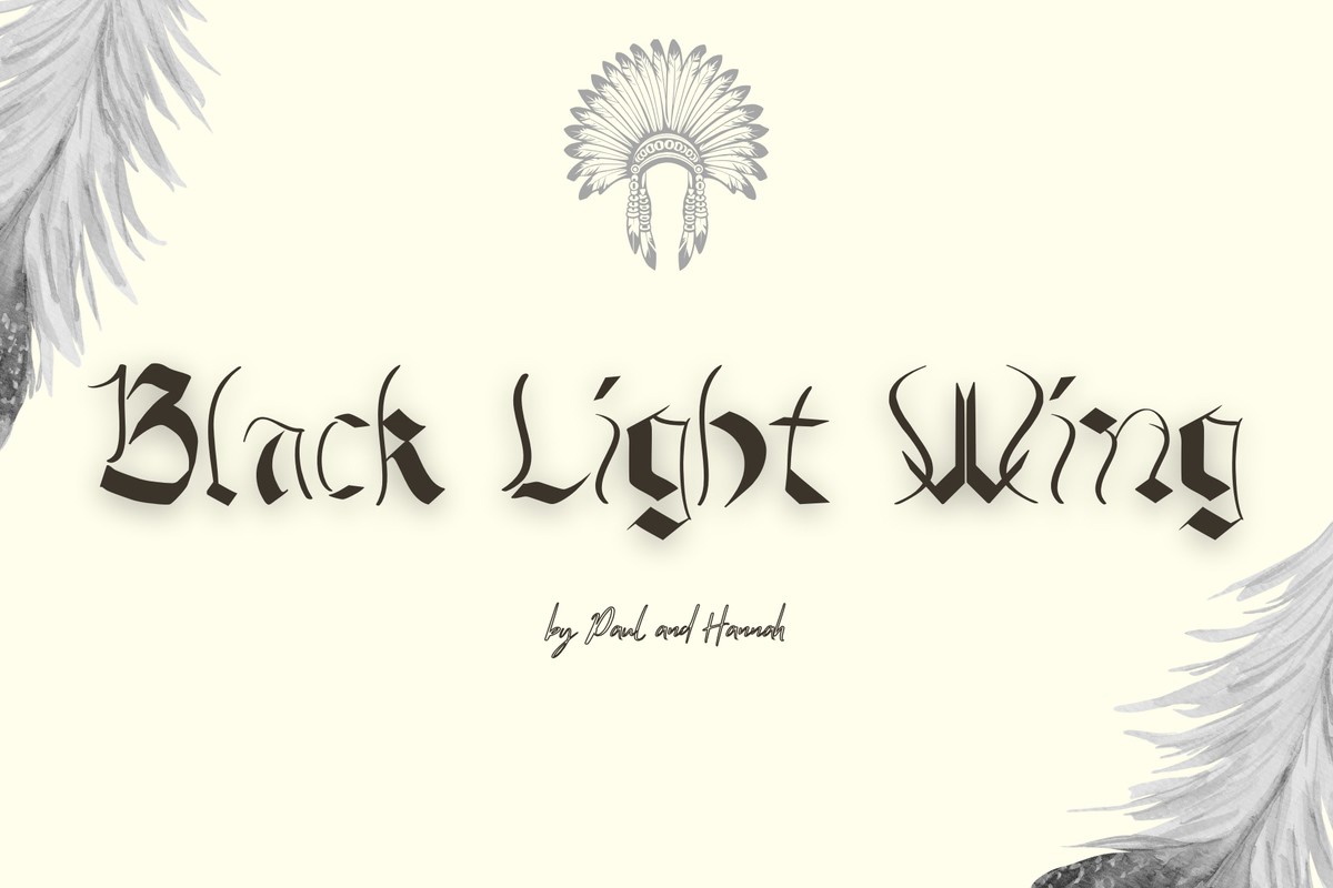 Przykład czcionki Black Light Wing