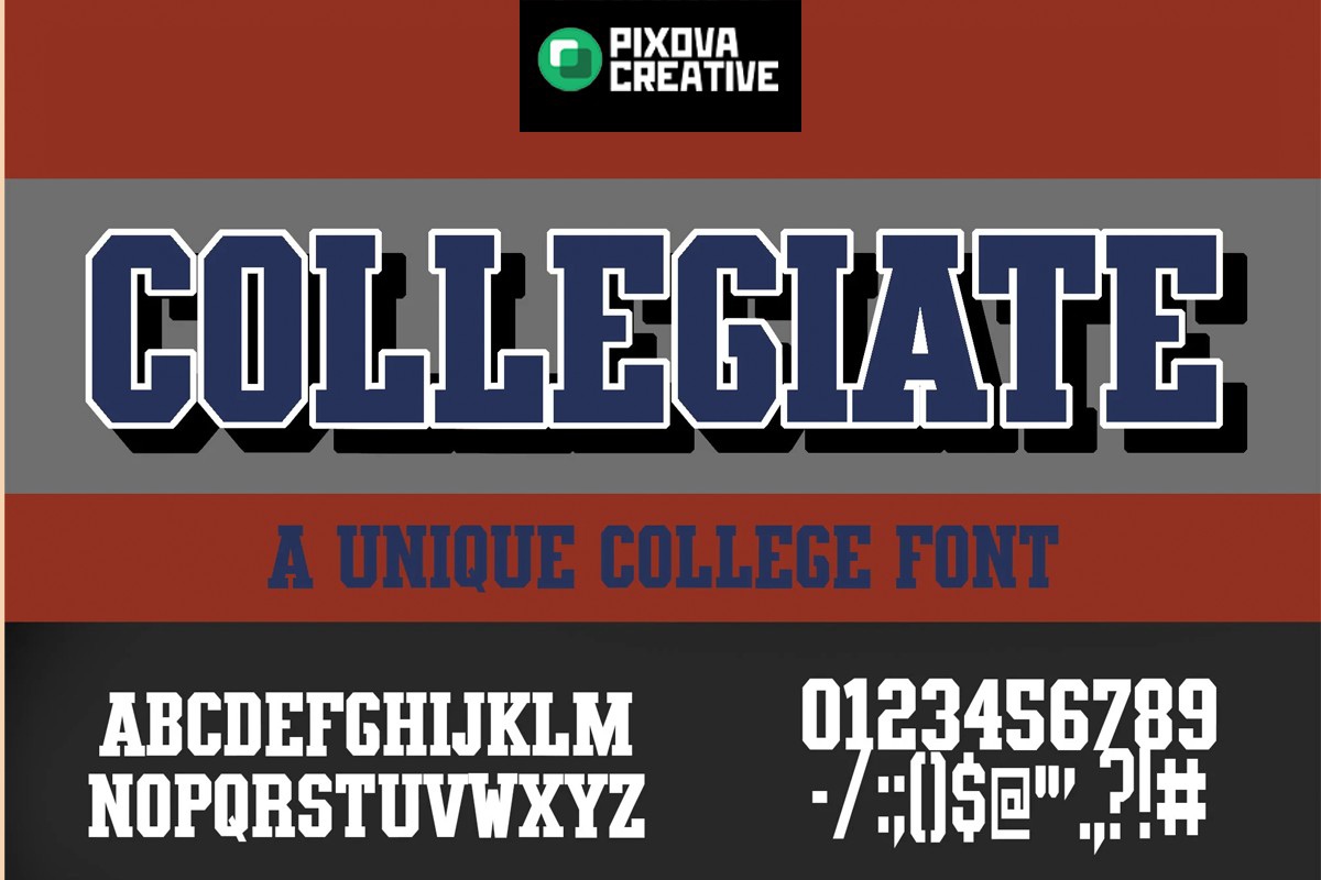 Przykład czcionki TXCD Collegiate
